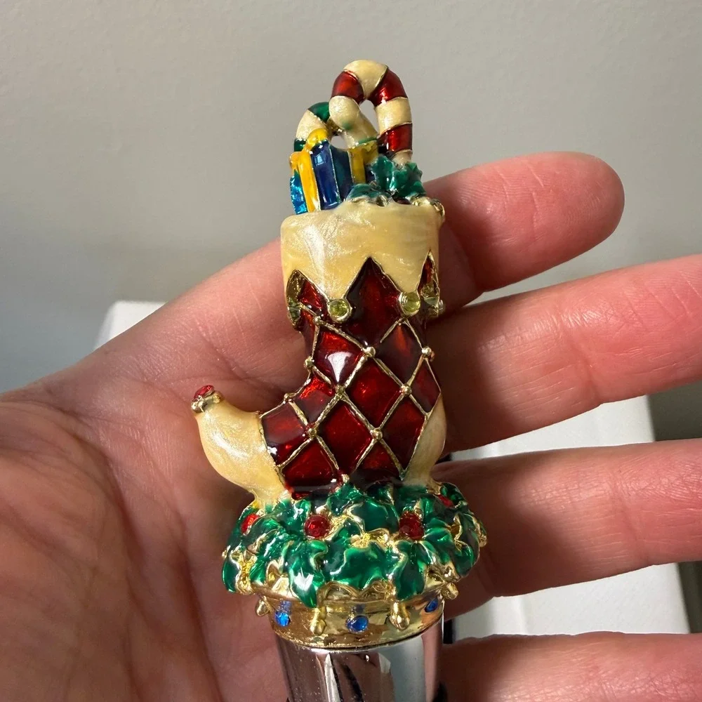 Bombay‎ Christmas Wine Stopper Corkscrew Set Candy Cane Holiday Decor